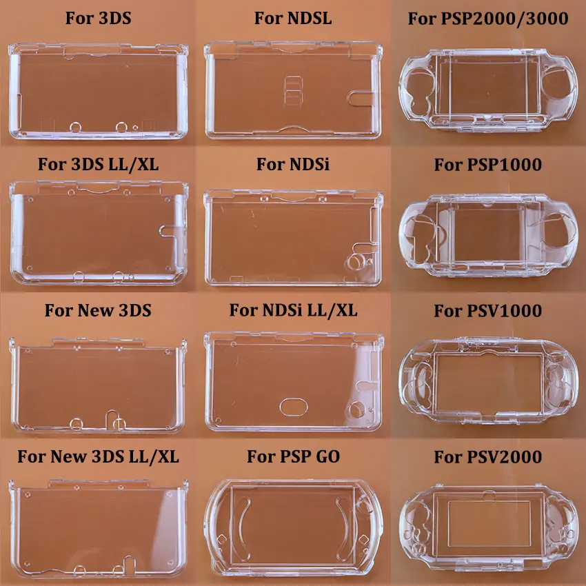 1 pz Plastica Trasparente di Cristallo Duro Borsette Copertura Della Cassa Per 3DS Nuovo 3DS XL LL Per NDS Lite NDSL NDSi XL LL Per GBA SP PSP PSV 1000 2000