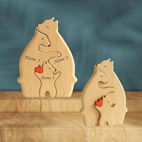 Bär Familie Thema Holz Kunst Puzzle Holz skulptur DIY niedlichen Familien mitglied von Bären Puzzle