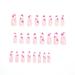 Drnokyasn Long Ballet Pink Fake Nails Cute Press on Nails False Nails Heart Designs White Tips Artificial Nails Full Cover Nails for Women