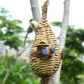 Bird Nest Bird Cage Outdoor Hanging Bird Cage Natural Handmade Bird s Nest Teardrop Shaped Small Birds Nest for Birds to Rest and Breed A4 (9.1x4.3inch)