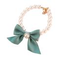 Farfi Pet Necklace Adjustable Bright Color Lobster Clasp Design Allergy Free Easy-wearing Show Unique Charm Resin Imitation Pearl Pet Cat Bow-knot Necklace Pet Supplies (Green L)