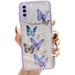 case for Galaxy A50 Case Protective Cover Clear Phone Case for Women Girls Sparkle Glitter Hard PC Cover+Slim Fit Shockproof Soft Silicone TPU Bumper Case for Samsung Galaxy A50/A50s/A30s Case -Purple