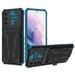 Decase for Samsung S24 Shockproof Phone Case Dual Layer Hybrid Rugged Case with Slide Card Slots Hard PC & Soft TPU Kickstand Heavy Cover Compatible with Samsung Galaxy S24 - Blue