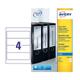 Avery Inkjet Filing Label Lever Arch File 200x60mm 4 Per A4 Sheet White (Pack 100 Labels) J8171-25