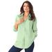 Plus Size Women's Long-Sleeve Kate Big Shirt by Roaman's in Green Mint (Size 32 W) Button Down Shirt Blouse