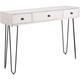 Mango Wood Console Table 3 Drawers Distressed Effect Side Table Rustic Style Off White Minto - White