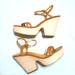 Kate Spade Shoes | Kate Spade Size 9 Tan And Gold Strappy Unique Heeled Sandals | Color: Gold/Tan | Size: 9