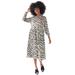 Plus Size Women's Midi Shirtdress With Pleated Skirt by ellos in Stone Black Print (Size 28)