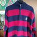 Ralph Lauren Sweaters | Lauren Ralph Lauren Men's Rugby Stripe Chunky Sweater 1/4 Zip Sz Xl | Color: Blue/Red | Size: Xl