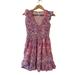 Anthropologie Dresses | Anthropologie The Peregrine Mini Dress Xxs Paisley Floral Smocked Ruffle Flutter | Color: Blue/Pink | Size: Xxs