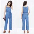 Madewell Pants & Jumpsuits | Madewell Chambray Muralist Jumpsuit Womens Sz 00 Blue Denim Cotton Linen Cropped | Color: Blue | Size: 00
