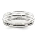 925 Sterling Silver Rhodium 6mm Comfort Fit Double Milgrain Size Z Band Ring Jewelry Gifts for Women