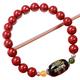 CETEOR Natural Gemstone Bracelet, Bracelet Red Cinnabar Bracelet Black Agate Mala Bead Bracelet Tai Sui TalismanNatural Gemstone Bracelet for Wealth Good Luck Amulet ReikiCrystal Bracelet