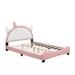 Trinx Johans Upholstered Platform Bed Upholstered in Pink | 44.5 H x 56.3 W x 80 D in | Wayfair F59B51FE487B49589FAF0D9C6FC1D54E