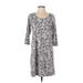 Purejill Casual Dress - Shift Scoop Neck 3/4 sleeves: Gray Dresses - Women's Size X-Small