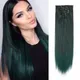 Extensions de postiche synthétique longue droite à clipser pour femmes extension de cheveux vert