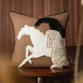Juste de coussin de cheval rétro marron pour canapé taie d'oreiller décorative de luxe art de la