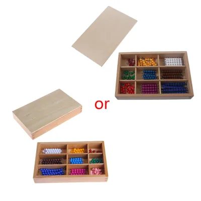 Jouet en bois Montessori 1 à 9 perles barre dans une boîte en bois jouet d'apprentissage