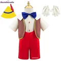 Baby Boy Pinocchio Cosplay abiti Movie Shirt pantaloni gilet set con cappello 1-6 anni Halloween