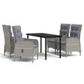 vidaXL Patio Dining Set with Cushions Gray and Black Garden Chair 3/5/7 Piece