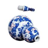 Ceramic Pot Blue And White Porcelain Gourd Chinese Jug Pots Tea Kettle Water Carafe Flagon Dispenser for Restaurant Home