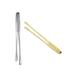 BE-TOOL 2PCS Stainless Steel Cooking Food Tongs Hot-Pot Spoon Strainer with U-Shaped Hollow Handle Kitchen BBQ Clamp Utensils (Large Silver+Gold)