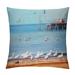 JEUXUS Beach Sea Gull Birds Throw Lumber Pillow Covers Oil Painting Coastal Nautical Ocean Birds Pillowvase Home Sofa Chair Cushion Cover