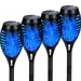 Solar Lights Outdoor 4 Pack Blue Solar Torch Light with Flickering Flame 12 LED Solar Tiki Torches for Outside Lights Waterproof Landscape Decoration Outdoor Lights for Garden Yard Patio