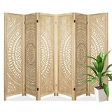 Fionafurn Panel Carved Wood Room Dividers 5.6FT Room Divider and Folding Privacy Screen Freestanding Wooden Screen Room Divider Room Separation for Bedroom Living Room Office Restaurant(Natural)