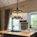 AKASUKI 6-Light Kitchen Island Light Fixtures Over Table Ceiling Hanging Modern 19.7 Wood Beaded Chandelier for Dining Room Adjustable Chain Kitchen Island Lighting E26 Socke