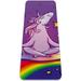 Funny Unicorn Doing Yoga Rainbow Pattern TPE Yoga Mat for Workout & Exercise - Eco-friendly & Non-slip Fitness Mat