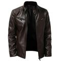 LYXSSBYX Winter Jackets for Men Clearance Men s Leather Plus Fleece Jacket Motorcycle Jacket Warm Leather Jacket