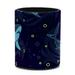 OWNTA Dark Blue Pattern PVC Leather Cylinder Pen Holder - Pencil Organizer and Desk Pencil Holder Lined with Flannel 3.9x3.1 Inches