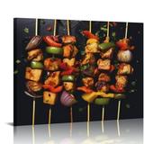 EastSmooth Posters Chicken Skewer Barbecue Turkey Restaurant Barbecue Food Poster Food still Life Poster Canvas Art Poster And Wall Art Picture Print Modern Family Bedroom Decor