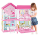 Cuopluber Dream Doll House for Girls Pretend Toys 2-Story 4 Rooms Doll Figure with Furniture Accessories DIY Cottage Pretend Play House with Accessories Gift Toy for Kids Age