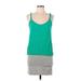 Zara TRF Casual Dress - Shift Scoop Neck Sleeveless: Green Color Block Dresses - Women's Size Medium