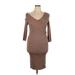 Gabrielle Union New York and Company Cocktail Dress - Sweater Dress: Brown Dresses - Women's Size X-Large