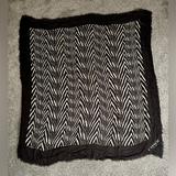 Coach Accessories | Coach Black White Zebra Fringe Twill Shawl Scarf 52” Square Wool Blend | Color: Black/White | Size: Os