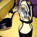 Michael Kors Shoes | Authentic Michael Kors Snakeprint Peep Toe Heels. | Color: Black/Cream | Size: 9.5