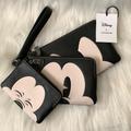 Coach Bags | Coach X Disney Mickey Mouse Corner Zip Wristlet Trio Set Very Cute! | Color: Black/White | Size: Os