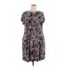 Roz & Ali Casual Dress - Shift Crew Neck Short sleeves: Burgundy Floral Dresses - Women's Size 18