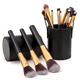 VIPAVA Makeup Brush Sets 12pcs Tube Makeup Brush Set Wooden Handle Makeup Full Foundation Brush Eye Shadow Brush Cosmetics Beauty Tools (Color : Black)