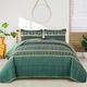 WONGS BEDDING Bedspread 220 x 240 cm Bed Throw Boho Blanket Quilt 3-Piece Double Bed Quilted Duvet Microfibre Blanket with 2 Pillowcases 50 x 75 cm for Bedroom as Sofa Throw (Green)