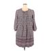 Terra & Sky Casual Dress - Shift Crew Neck 3/4 sleeves: Burgundy Dresses - Women's Size 0X