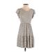 Olivia Rae Casual Dress - A-Line Scoop Neck Short sleeves: Brown Stripes Dresses - Women's Size Small