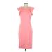 Lands' End Casual Dress - Sheath Crew Neck Short sleeves: Pink Solid Dresses - Women's Size 6 Tall