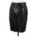 Halogen Faux Leather Pencil Skirt Knee Length: Black Print Bottoms - Women's Size 4