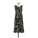 Croft & Barrow Casual Dress - Midi: Black Paisley Dresses - Women's Size Small