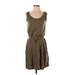 Lauren by Ralph Lauren Casual Dress Scoop Neck Sleeveless: Brown Print Dresses - Women's Size Small Petite