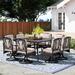 Lark Manor™ Argyri 8 - Person Square Outdoor Patio Dining Set w/ 8 Swivel Chairs & Cushions, Steel in Black | 60 W x 60 D in | Wayfair